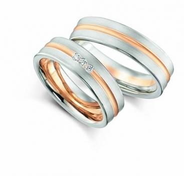 Trauringe Weiss-Rosegold von Fischer 05 05417/060